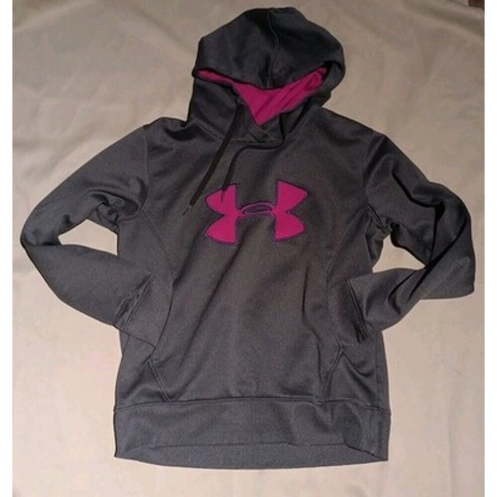 Under Armour Cold Gear Semi-Fitted Hoodie Storm MEDIUM, Gray, Pink